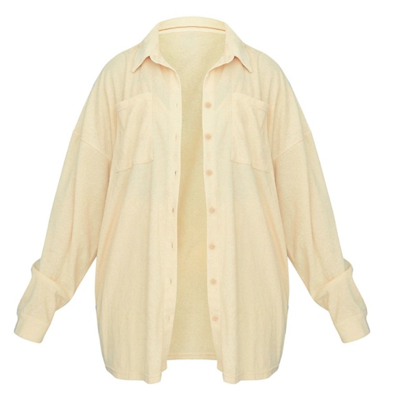 Pretty Little Thing - Cream Toweling Oversized Shirt - Size 0 - Picture 4 of 11
